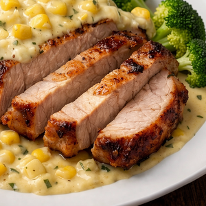 Roasted Pork Chop with Creamy Corn Sauce