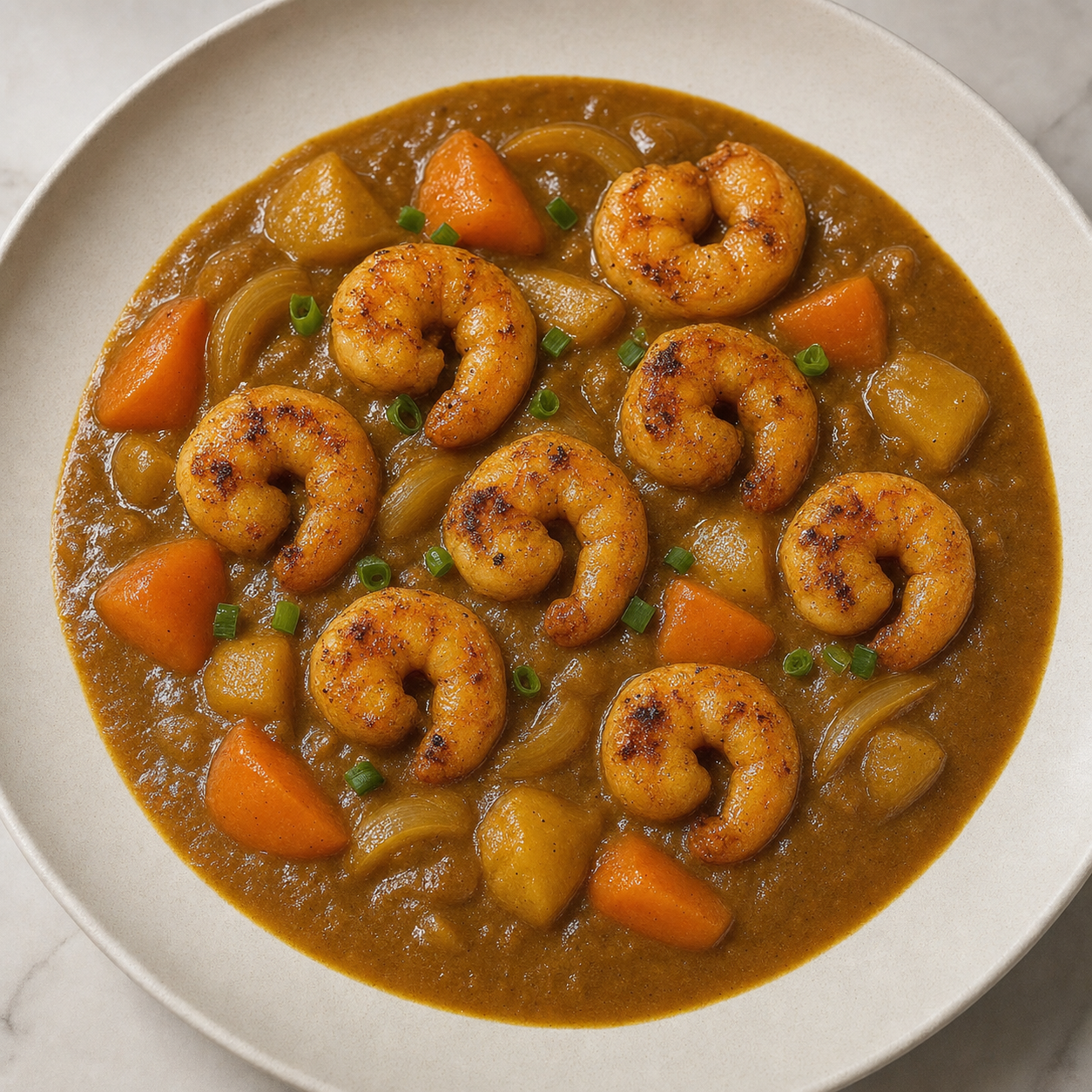 Roasted Prawns with Japanese Curry Sauce