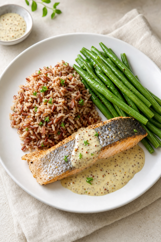 Salmon with Mustard Cream Sauce