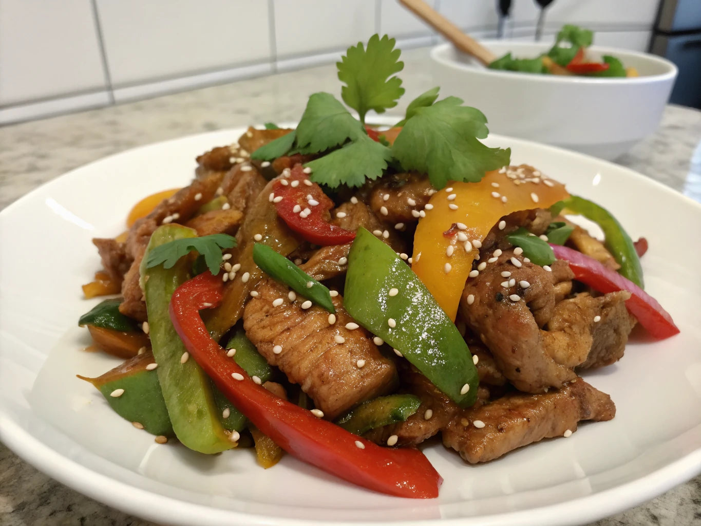Stir-Fried Pork Jowl with Bell Pepper