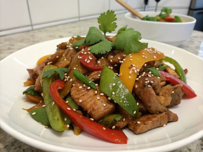 Stir-Fried Pork Jowl with Bell Pepper