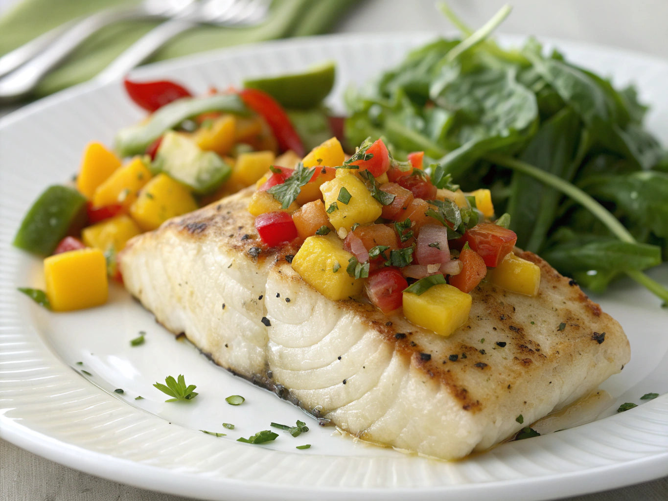 Grilled Halibut with Mango Salsa