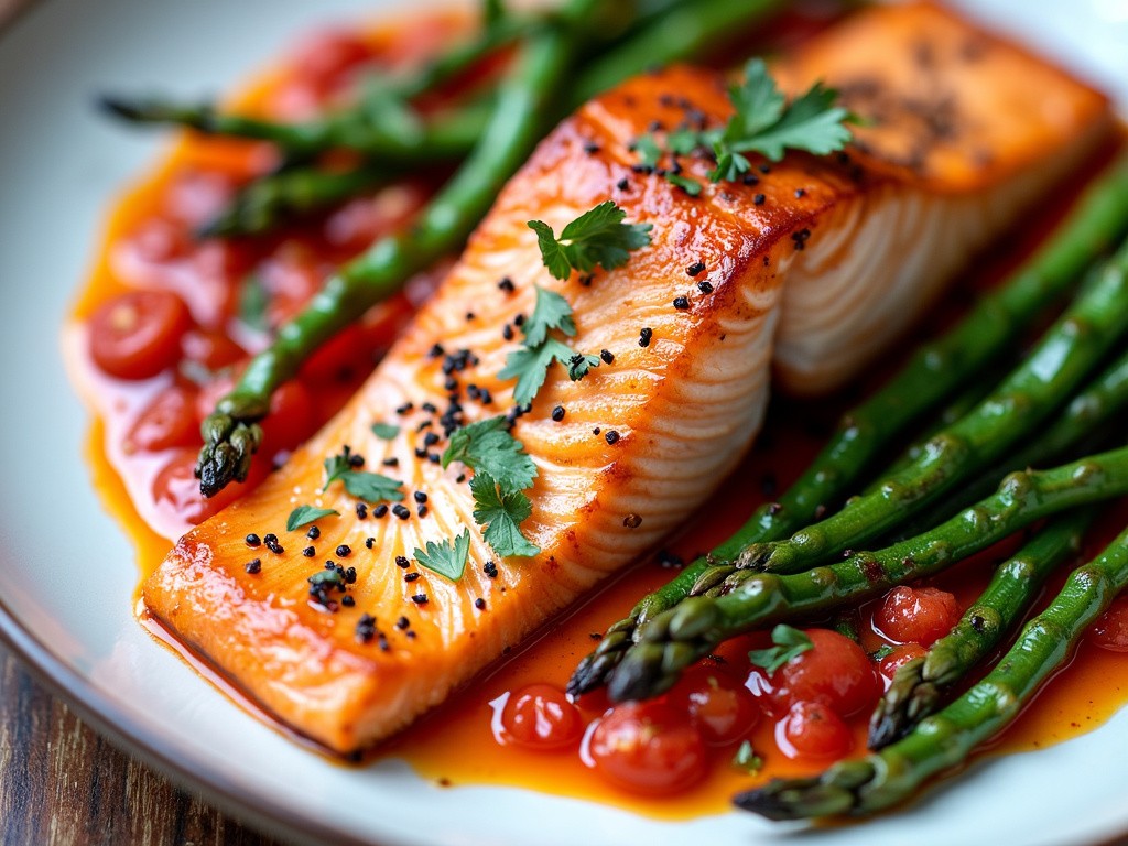 Roasted Salmon with Spicy Tomato Sauce