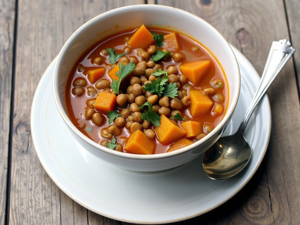 Pumpkin, Lentil and Sweet Potato Stew (Vegan)