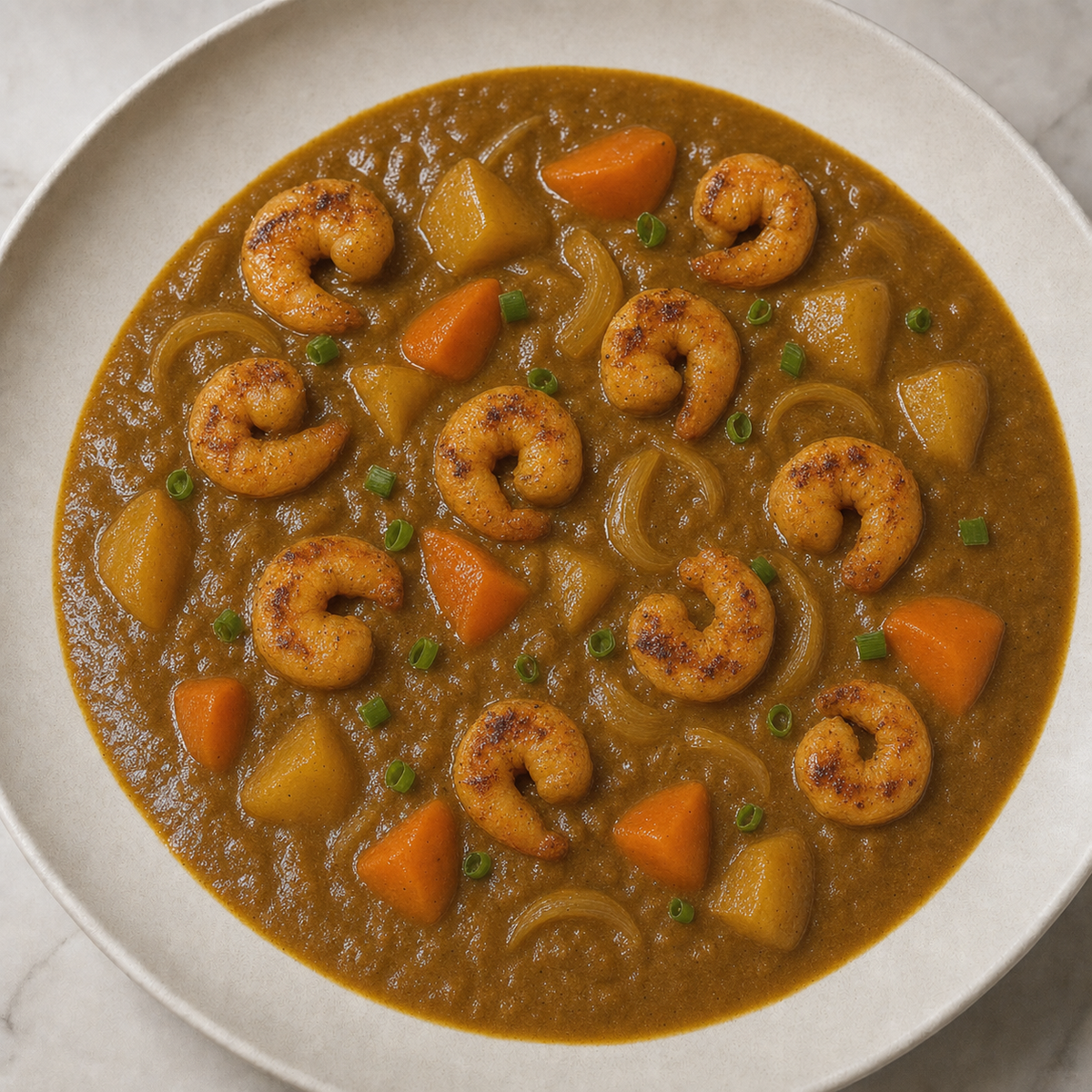 Roasted Prawns with Japanese Curry Sauce