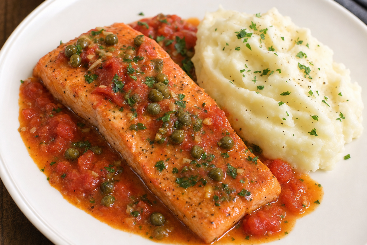 Salmon Piccata with Tomato Sauce