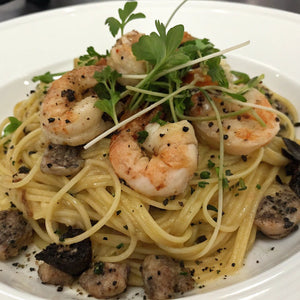 Shrimp Pasta with Black Truffle Sauce (Low - Carb) - Mealthy