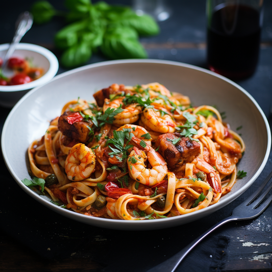 Spicy Tiger Prawn Pasta