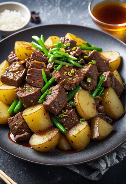 Stir - Fried Beef and Potatoes with Honey (Low - Carb) - Mealthy