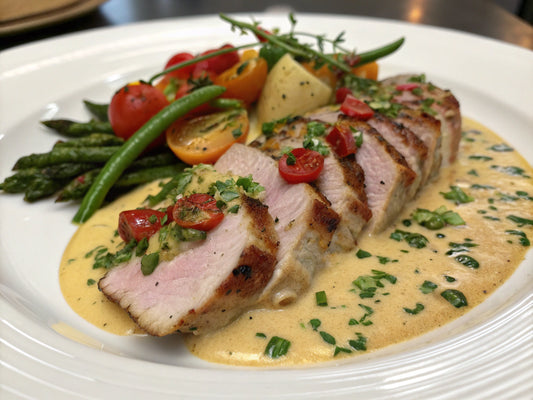 Pork Chop Provençal with Mustard Cream Sauce